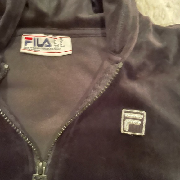 FILA Medium Black Velour Sweatshirt - Picture 2 of 2